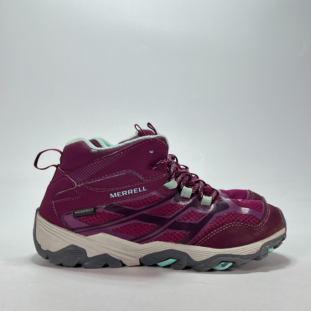 Merrell Moab FST Mid Berry Purple Waterproof Hiking Boots MK162029 Youth Size 3M